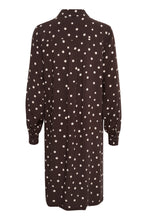 Load image into Gallery viewer, Part Two Rabea polka dot shirt dress in Chocolate Torte
