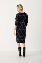 Load image into Gallery viewer, Part Two Renate linear knitted jacquard dress Dark Navy
