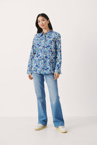 Part Two Sabella cotton shirt Blue Flower Print