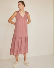Load image into Gallery viewer, Yerse Striped jacquard sleeveless dress Terracotta
