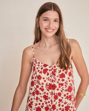 Load image into Gallery viewer, Yerse Floral strappy maxi dress Ecru Red
