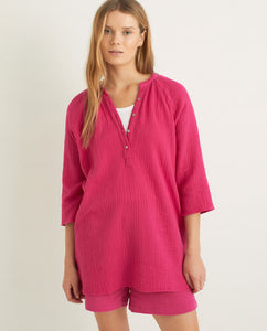 Yerse Crinkle tunic shirt Bright Pink
