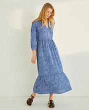 Load image into Gallery viewer, Yerse Wave print long dress Blue
