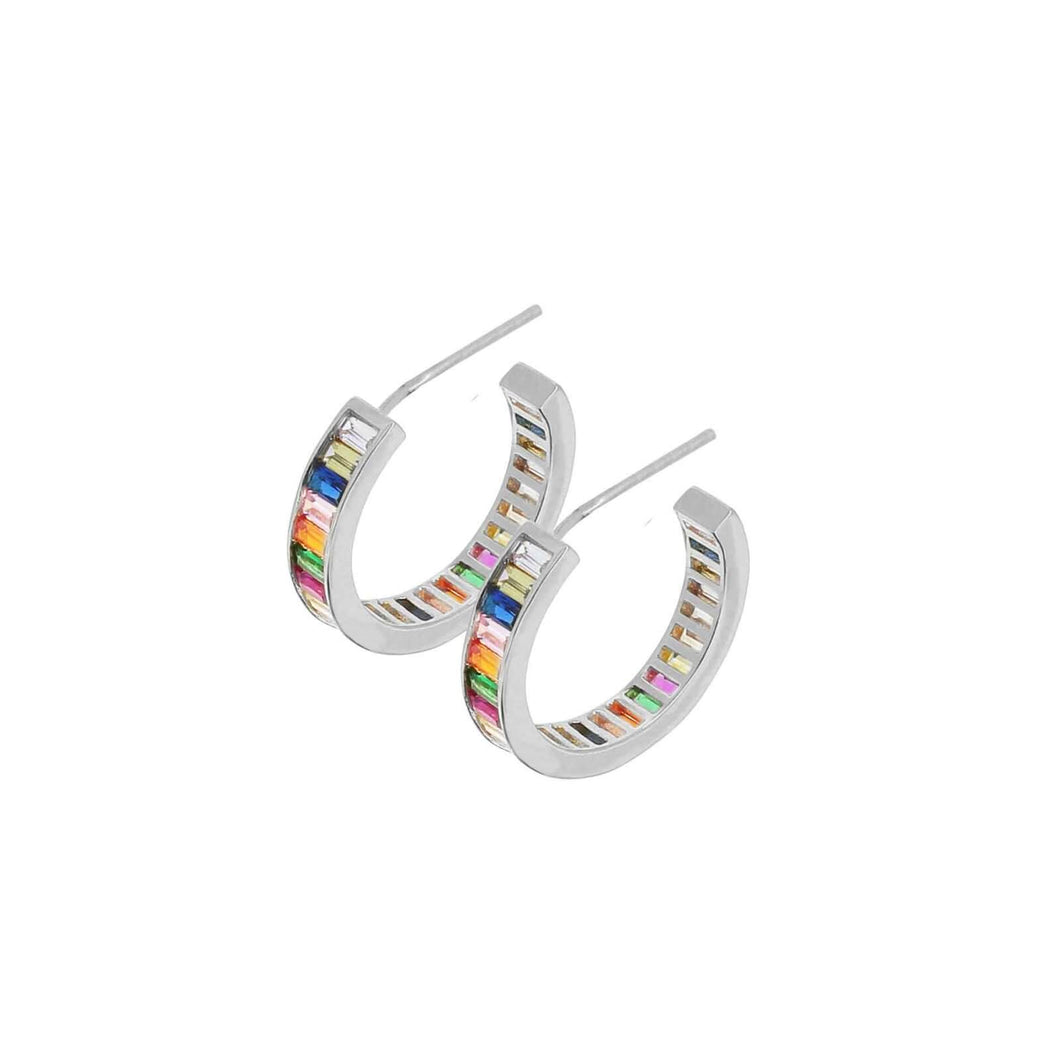 Dansk Copenhagen Rainbow crystal hoop earring in Silver - CW CW 