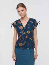 Load image into Gallery viewer, Nice Things Mermaid Affairs print waffle blouse Mosaic Blue
