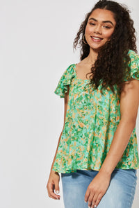 Haven Zanzibar frill print top Kumquat