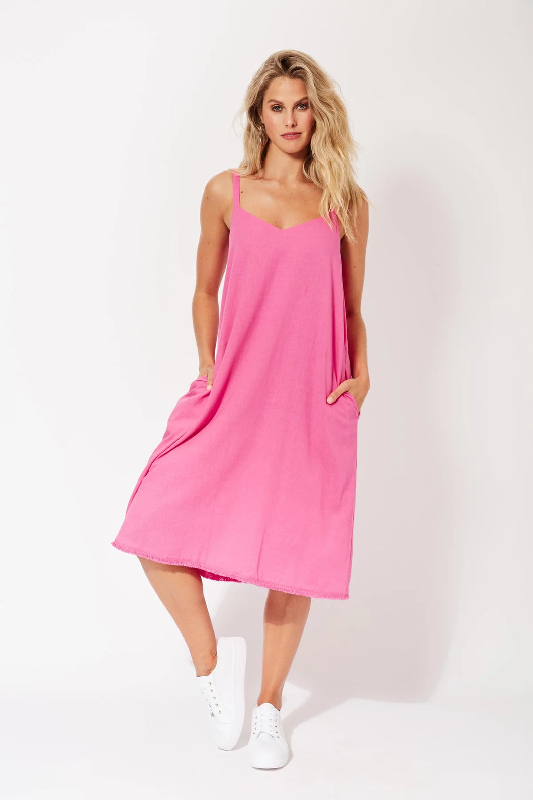 Haven St Barts midi sun dress Flamingo