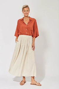 Haven Belize linen blend easy skirt Clay