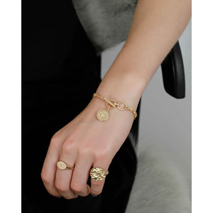 Dansk Copenhagen Daisy embossed double chain bracelet in Gold - CW CW 