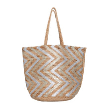 Load image into Gallery viewer, Great Plains Gina printed raffia tote in Metallic Combo
