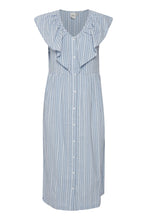 Load image into Gallery viewer, Ichi Garcelle striped feature collar dress Chambray Blue
