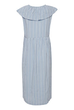 Load image into Gallery viewer, Ichi Garcelle striped feature collar dress Chambray Blue
