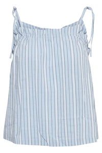 Ichi Garcelle strappy striped blouse Chambray Blue