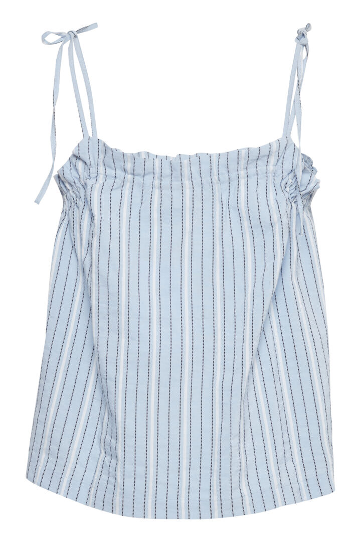 Ichi Garcelle strappy striped blouse Chambray Blue