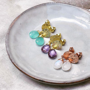 Azuni Kate drop gemstone earrings in Gold with Amethyst - CW CW 
