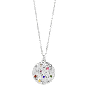 Dansk Copenhagen Amber round rainbow crystal detail necklace in Silver - CW CW 