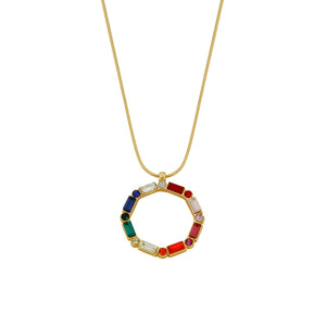 Dansk Copenhagen Amber spinning rainbow necklace Gold Plated