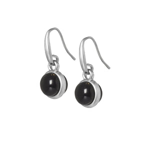 Sence Elegant ball drop earring in Black Agate and silver