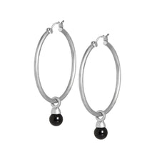 Load image into Gallery viewer, Sence Pendant bead on hoop in Matt Silver and Black Agate
