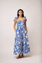 Load image into Gallery viewer, Dream Capri Botanical print tiered cotton sundress Antwon Blue
