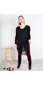 Foil High Stakes double layer georgette tunic top in Black