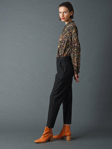 Indi & Cold Roma knit pencil stripe tailored trouser in Marengo