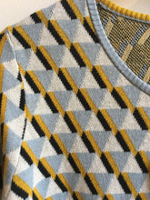 Load image into Gallery viewer, Zilch Abstract heaven jacquard knit sweater in Soft Blue andYellow - CW CW 
