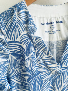 Sandwich Linen dress with organic print in Signal blue - CW CW 