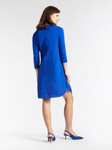 Sandwich Casual linen tunic dress with side button and pocket detail in Cobalt blue - CW CW 