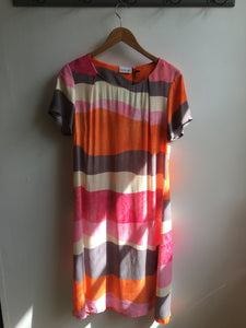 Foil Colourwash sandbar print viscose dress in Melon - CW CW 