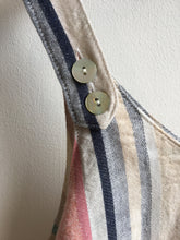 Load image into Gallery viewer, Foil Asymmetric striped linen pinafore dress in Multicolour - CW CW 
