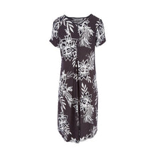 Load image into Gallery viewer, Foil Graphic floral print statement drape dress with centre back pleat in Graphite - CW CW 
