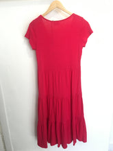 Load image into Gallery viewer, Foil Multi Tier long jersey dress in Raspberry - CW CW 

