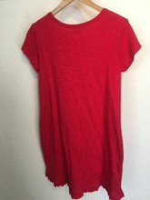 Load image into Gallery viewer, Foil Stepped frill hem detail t shirt dress in Raspberry - CW CW 
