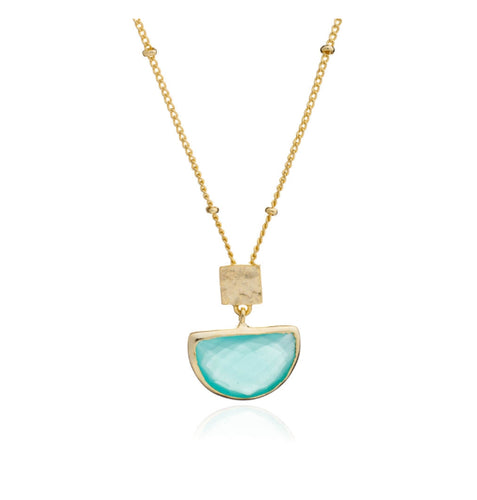 Azuni Skylar half moon necklace in Aqua - CW CW 