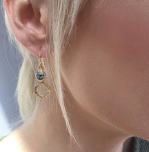 Load image into Gallery viewer, Azuni Larissa gemstone and hoop drop earring in gold with Labradorite - CW CW 
