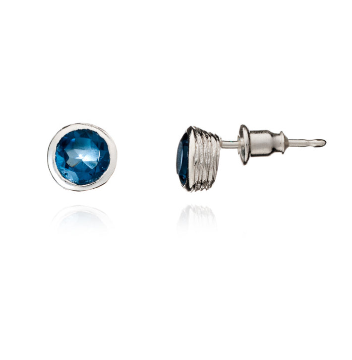 Azuni Iona gemstone studs in silver with a dark blue Lolite stone - CW CW 