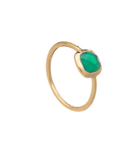 Azuni Alana checker cut gemstone ring Gold plated set with Green Onyx - CW CW 