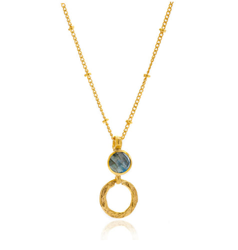 Azuni Larissa gemstone ball and trace chain necklace in Gold with labradorite - CW CW 