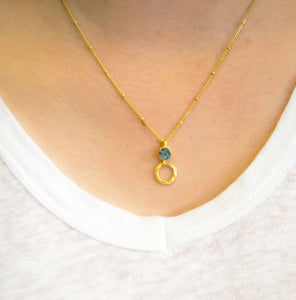 Azuni Larissa gemstone ball and trace chain necklace in Gold with labradorite - CW CW 