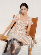 Load image into Gallery viewer, Indi &amp; cold yarn dyed vertical stripe linen dress Terracotta
