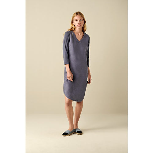 Sandwich Casual linen tunic dress with side button and pocket detail in Blue grey - CW CW 