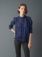 Load image into Gallery viewer, Indi &amp; Cold Evase pleat and stitch detail shirt in Ink
