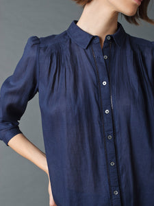 Indi & Cold Evase pleat and stitch detail shirt in Ink