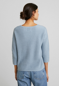 Part Two Petrona relaxed look textured summer knit pullover in Chambray blue - CW CW 