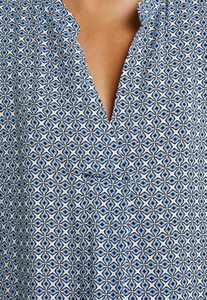 Part Two Tonnie geometric print blouse with contrast rib cuffs in Blue - CW CW 