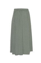 Load image into Gallery viewer, Ichi Halona geometric print a-line midi skirt in Dark green - CW CW 
