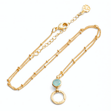 Load image into Gallery viewer, Azuni Larissa gemstone ball and trace chain necklace in Gold with aqua chalcedony - CW CW 
