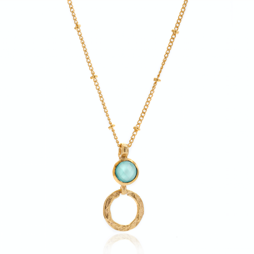 Azuni Larissa gemstone ball and trace chain necklace in Gold with aqua chalcedony - CW CW 