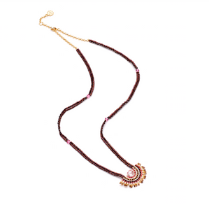 Azuni Small beaded fan neclace in Cream, pink and bronze - CW CW 